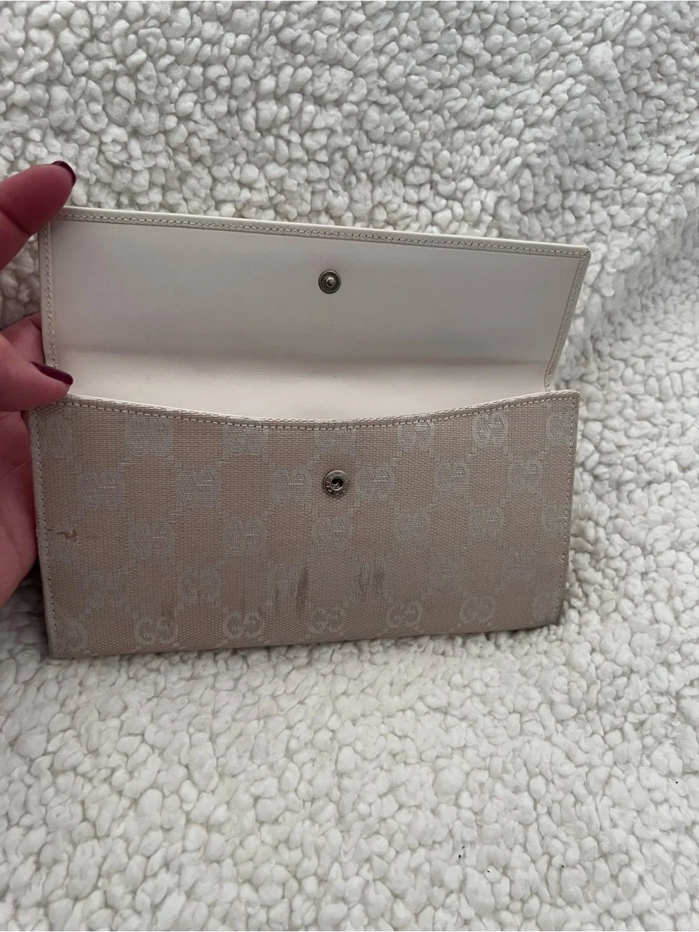 Gucci GG Beige Canvas Vintage Continental Wallet w/ Horsebit Accent - Picture 5 of 8